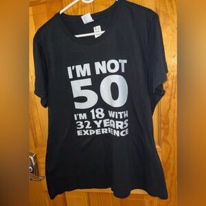 Port and Company Black Short Sleeve Tee with White Text